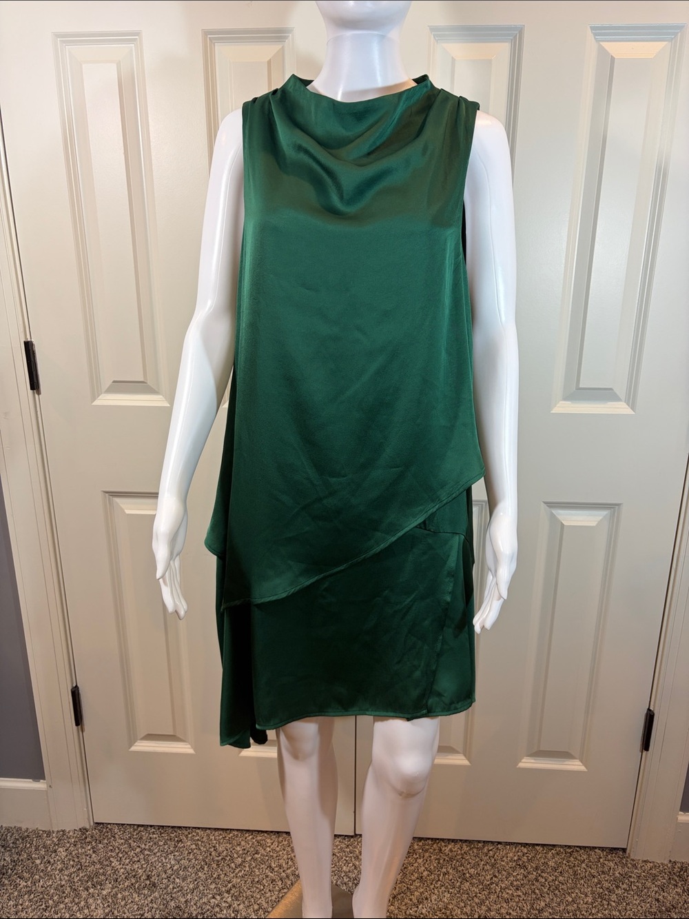 Reiss Emerald Green Sleeveless Draped Dress